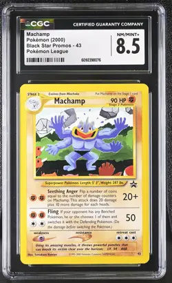 CGC 8.5 Machamp 2000 Black Star Promos 43 Pokemon League Pokemon Card - Image 1