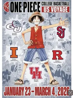 PreSale One Piece Monkey.D.Luffy US College Basketball Promo Card+Rutgers Poster - Image 2