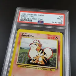 PSA 9 Growlithe 28/102 Base Set 4th print 1999-2000 Graded Pokemon Card - Image 2