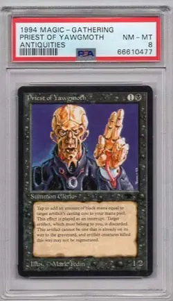 PRIEST OF YAWGMOTH MAGIC MTG #19 ANTIQUITIES PSA #66610477 GRADED NM-MT 8 1994 - Image 1