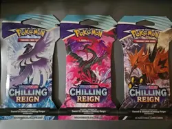 3 Pokemon Sword & Shield Chilling Reign Sleeved Booster Packs - Factory Sealed - Image 1