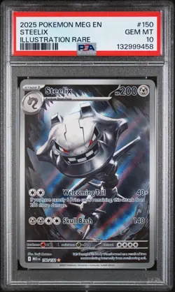 2025 POKEMON MEG EN-MEGA EVOLUTION ILLUSTRATION RARE #150 STEELIX PSA 10 - Image 1