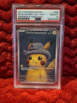 2023 POKEMON SVP EN-SV POKEMON X VAN GOGH #085 PIKACHU WITH GREY FELT HAT PSA 10 - Image 1
