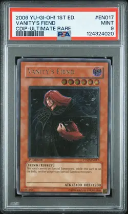 2006 YU-GI-OH! CDIP-CYBERDARK IMPACT 1ST ED-ULTIMATE RARE VANITY'S FIEND PSA 9 - Image 1