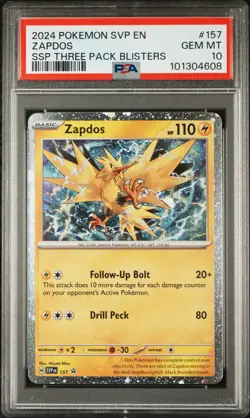 Zapdos PSA 10 2024 Pokemon Black Star Promo #157 Three Pack Blister - Image 1