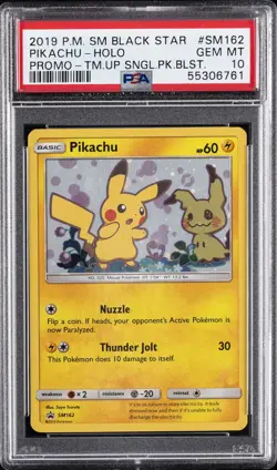 2019 POKEMON SM BLACK STAR PROMO #SM162 PIKACHU-HOLO PSA 10 - Image 1
