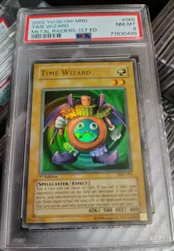 Yugioh Time Wizard MRD-065 1st Edition Ultra Rare FADED Yugioh PSA 8 - Image 1