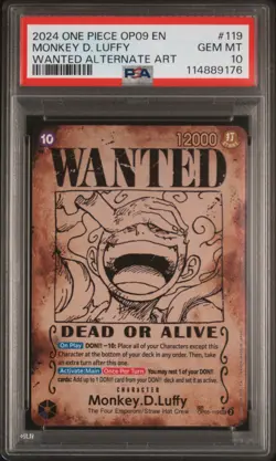 Monkey D. Luffy OP05-119 SEC Wanted SP One Piece OP09 English Emperors PSA 10 - Image 1