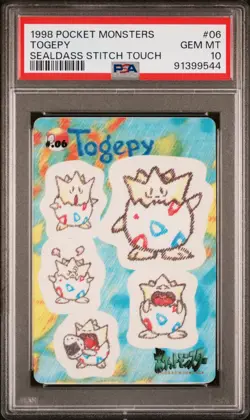 PSA 10 Sealdass Stitch Touch Togepy #06 Pocket Monsters 1998 *POP 17* - Image 1
