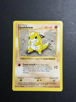 Pokemon Card - Sandshrew (62/102) Shadowless Base Set TCG 1999 Common - Image 1