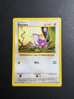 Shadowless Rattata 061/102 Pokemon TCG WOTC Base Set NM - Image 1