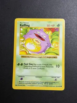 Pokemon TCG WOTC Shadowless Base Set Koffing 51/102 Common - Image 1