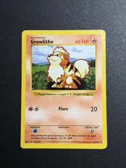 Pokemon TCG Growlithe Base Set Shadowless Card 28/102 WOTC Vintage - Image 1