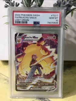 2022 Pokemon Sword & Shield Full Art PIKACHU VMAX Lost Origin Gem Mint PSA 10 - Image 1