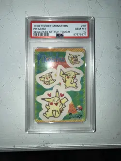 PSA GEM MINT 10 1998 POCKET MONSTERS SEALDASS STITCH TOUCH #05 PIKACHU - Image 4