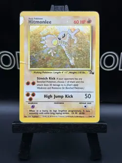Hitmonlee 7/62 Pokemon TCG Fossil Unlimited Holo Rare Card WOTC HP - Image 2