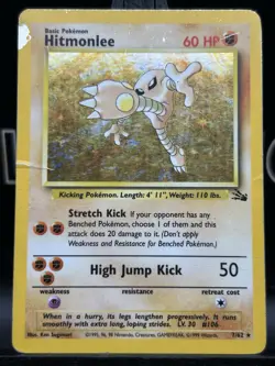 Hitmonlee 7/62 Pokemon TCG Fossil Unlimited Holo Rare Card WOTC HP - Image 3