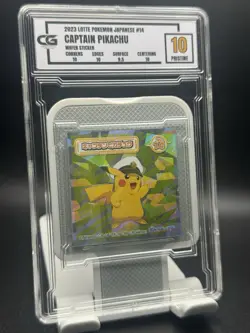 CG Pristine 10 2023 LOTTE POKEMON JAPANESE #14 CAPTAIN PIKACHU WAFER STICKER - Image 1