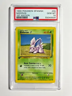 PSA 10 Gem Mint 1st Edition Nidoran 1999 Pokemon Base Set SPANISH #55 - Image 1