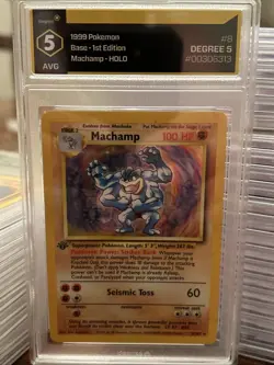 1999 Pokemon Base Set 1sr Edition Machamp Holo Graded 5 - Image 1