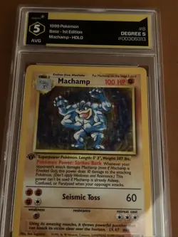 1999 Pokemon Base Set 1sr Edition Machamp Holo Graded 5 - Image 2