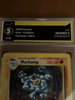 1999 Pokemon Base Set 1sr Edition Machamp Holo Graded 5 - Image 4