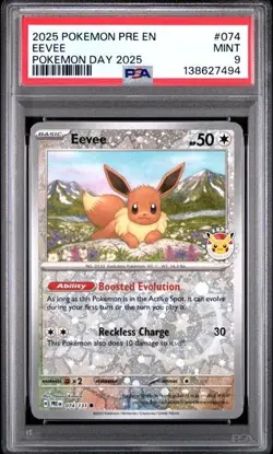 PSA 9 Pokemon Eevee Pokemon Day 2025 #074 - Image 1