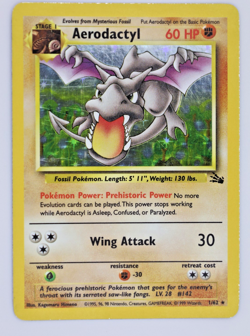 1999 Pokemon - Aerodactyl - Fossil Set - Holo Rare 1/62 [MP - LP] - Image 3