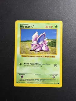 1999 WOTC TCG Shadowless Nidoran Base Set Pokemon Card 55/102 - Image 1
