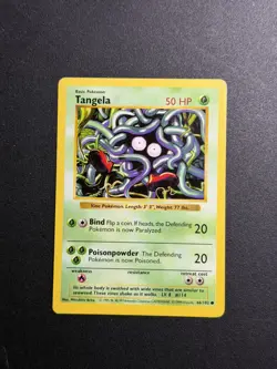 Pokemon Tangela 66/102 Base Set Shadowless Regular Grass Vintage TCG Card - Image 1