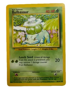 Pokemon TCG Bulbasaur Base Set, Unlimited Common Card 44/102 HP - Image 1