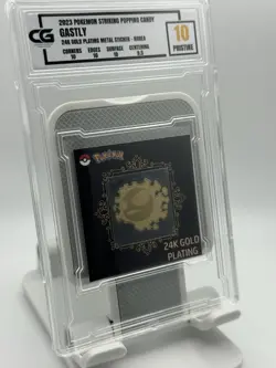 2023 POKEMON STRIKING POPPING CANDY GASTLY 24K GOLD PLATING METAL STICKER - Image 1