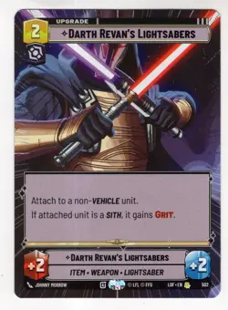 Star Wars Unlimited LotF Hyperspace Card LOF502 Darth Revan's Lightsabers - Image 1