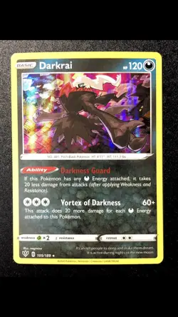 Darkrai 105/189 NM Holo Rare English Darkness Ablaze Pokemon Card - Image 1