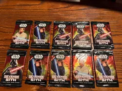 2005 Star Wars TCG Revenge of the Sith 11 Card Sealed Booster Pack WOTC x10 - Image 1
