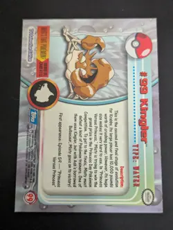 2000 Topps Pokemon TV Animation Edition Kingler #99 Blue Topps Logo - Image 2