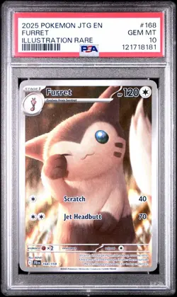 2025 POKEMON JTG EN-JOURNEY TOGETHER ILLUSTRATION RARE #168 FURRET PSA 10 - Image 1