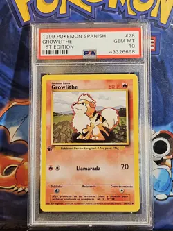 PSA 10 Gem Mint 1st Edition Growlithe 1999 Pokemon Base Set SPANISH #28 - Image 1
