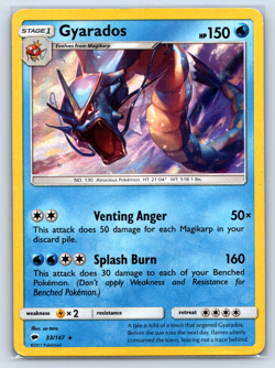 Pokemon TCG Burning Shadows 33/147 Gyarados Holofoil LP - Image 1