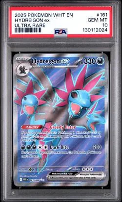 2025 POKEMON WHT EN-WHITE FLARE ULTRA RARE #161 HYDREIGON EX PSA 10 - Image 1