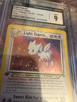 Pokemon light togetic 15/105 1st edition CGC 9 - Swirl - Image 3