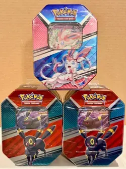 Pokemon TCG V HEROES Tin Lot (3): Umbreon x2, Sylveon x1 - Factory Sealed NEW - Image 1