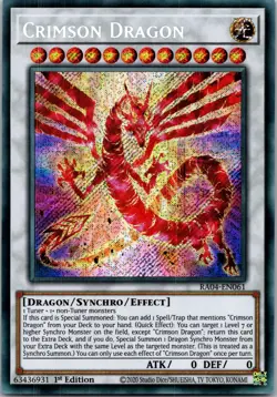 Yugioh Crimson Dragon RA04-EN061 1st Edition Secret Rare NM - Image 1