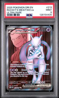 Team Rocket's Mewtwo ex 213 2025 Pokemon Destined Rivals UR PSA 9 MINT Card - Image 1