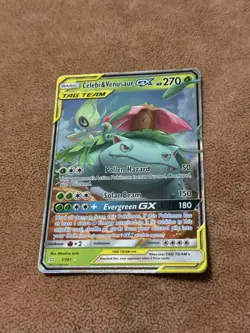 Celebi & Venusaur GX Holo Ultra Rare Team Up 1/181 Pokemon Tag Team NM - Image 1