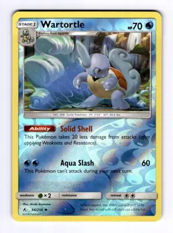 Wartortle SM - Unbroken Bonds #34 (2019) Uncommon Reverse Holo NM Pokemon - Image 1