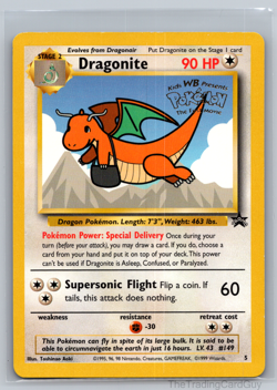 Dragonite 5 1999 WB Movie Black Star Promo Rare WOTC Nintendo Pokemon LP - Image 1
