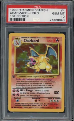 Charizard 1st Edition Base Set 1999 Pokemon Set Spanish Holo #4 PSA 10 POP 7 - Image 1