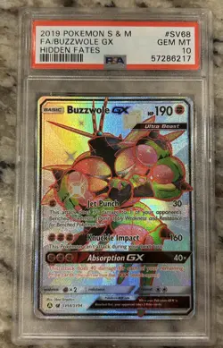 2019 Pokemon Sun & Moon Hidden Fates Buzzwole GX Shiny Vault Holo #SV68 PSA 10 - Image 1