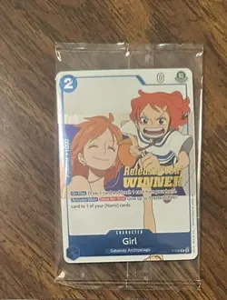 Op14 Pre Release Event Winner Girl P-096 One Piece Tcg English Sealed - Image 1